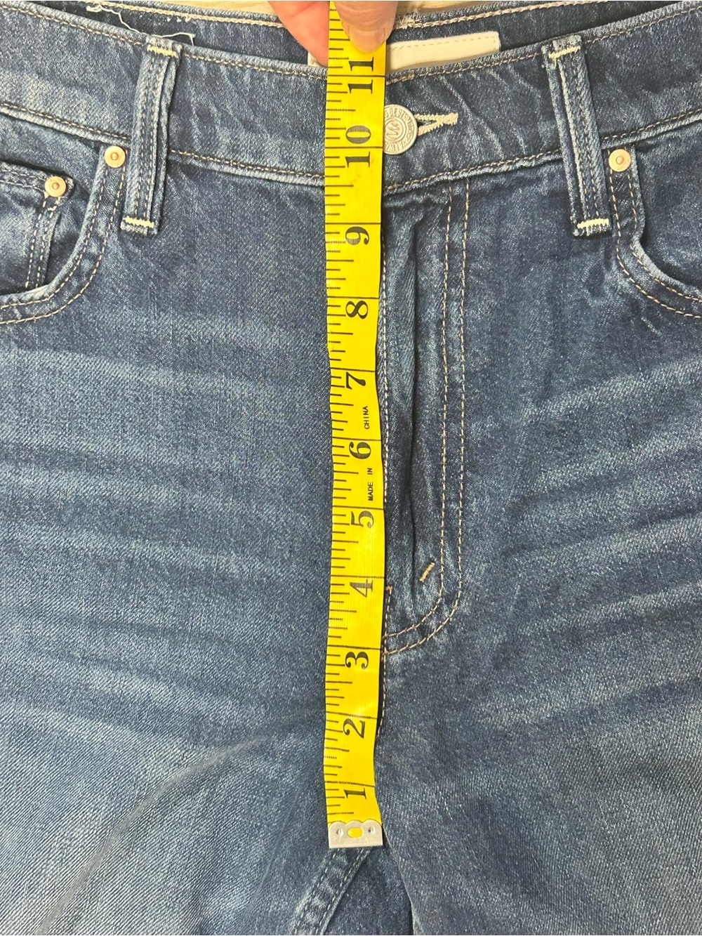 MOTHER The Spinner Zip Sneak Wide Leg Flare Jeans in Dark Blue Denim - Picture 8 of 9